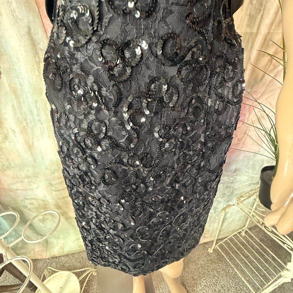 VTG📌 Mike Benet 90s Strapless Sequin Cocktail - Formal Mini Dress with Bow - Picture 4 of 16
